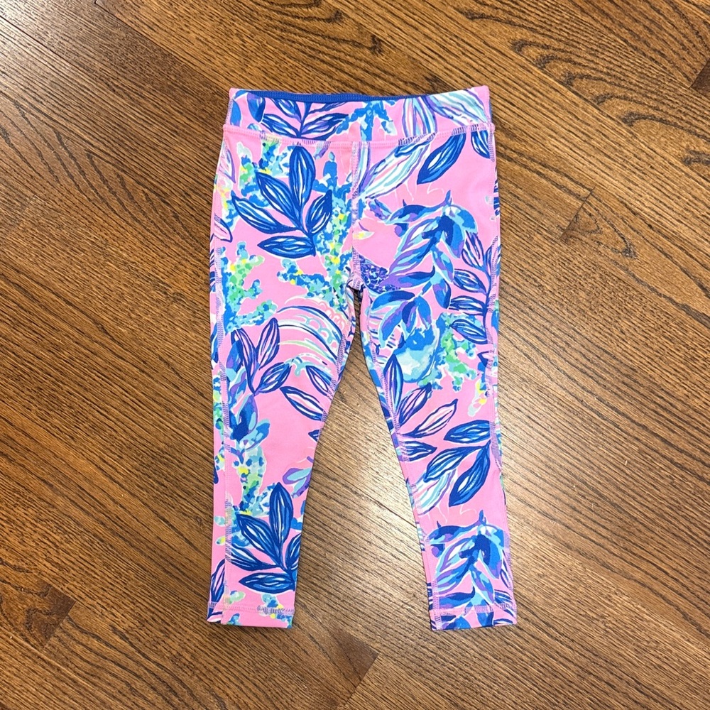 Lilly Pulitzer Pink and Blue Leaf Print Leggings